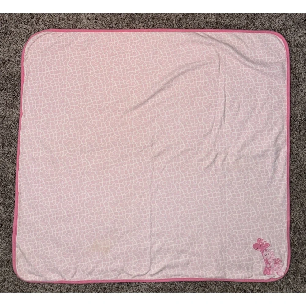 Carter's Child Mine Pink Spots‎ Giraffe Baby Girl Receiving Blanket 26x28